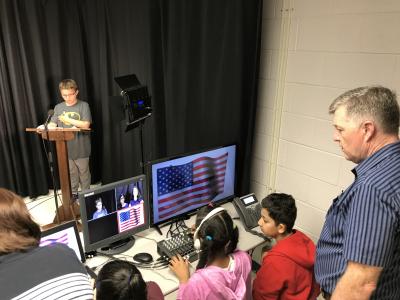 Mr.-Hyer-oversees-first-broadcast-in-new-video-production-studio.